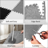 Amylove 18 Pcs Plush Foam Interlocking Carpet Tiles, Beige, Pink - Black, White, Gray - image 3