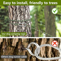 Tresbro Dog Camping Leash, 50ft/75ft/100ft Trolley System for Dogs up to 300lbs, Portable Lightweight Runner Lead for Yard, Reflective Dog Tie Out Cable for Camping, Courtyard, Park, Outside