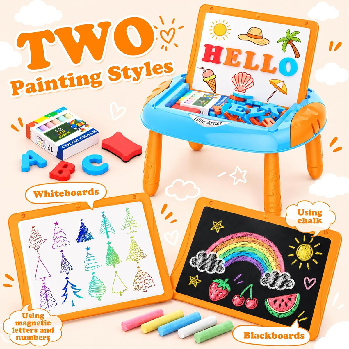Cokzer Magnetic Drawing Board - Blue Orange - image 2