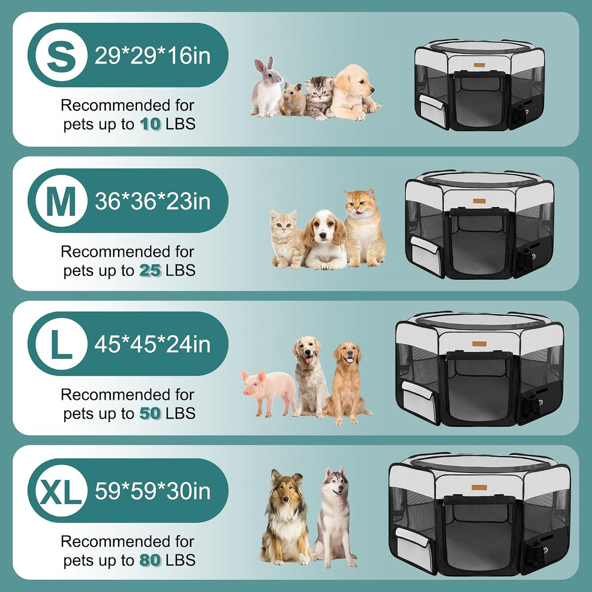 Akinerri Portable Dog Playpen - Small / Black - image 2