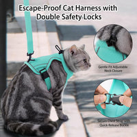 Dotoner Escape Proof Cat Harness and Leash Set Adjustable Soft Mesh - Turquoise / Medium - image 3