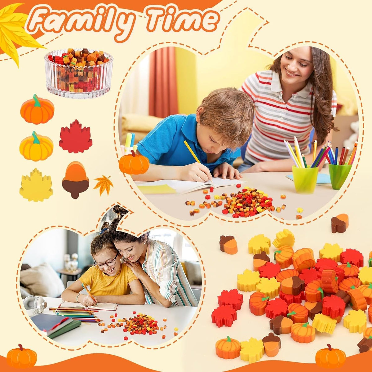 JUNEBRUSHS 150Pcs Fall Mini Erasers - Thanksgiving Style - image 4