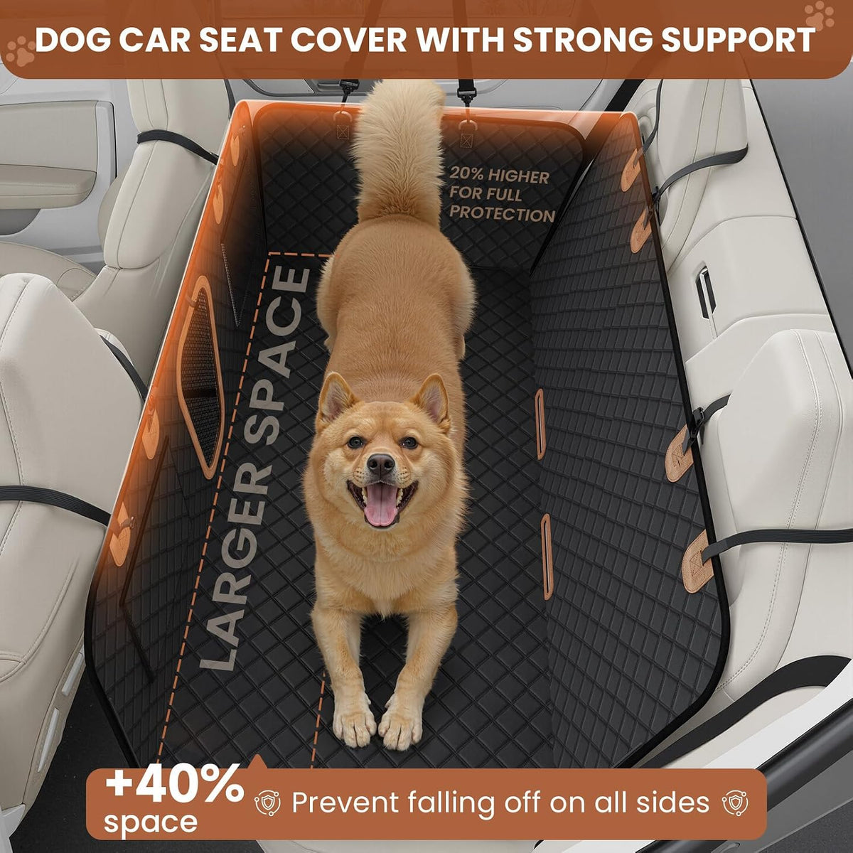 A-Pce 600D Heavy Duty Dog Car Seat Cover for Back Seat - Black / Standard - image 2