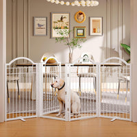 BHG Metal No-Assembly Freestanding Dog Gate with Door Walk Through - White / 4 Panels-S