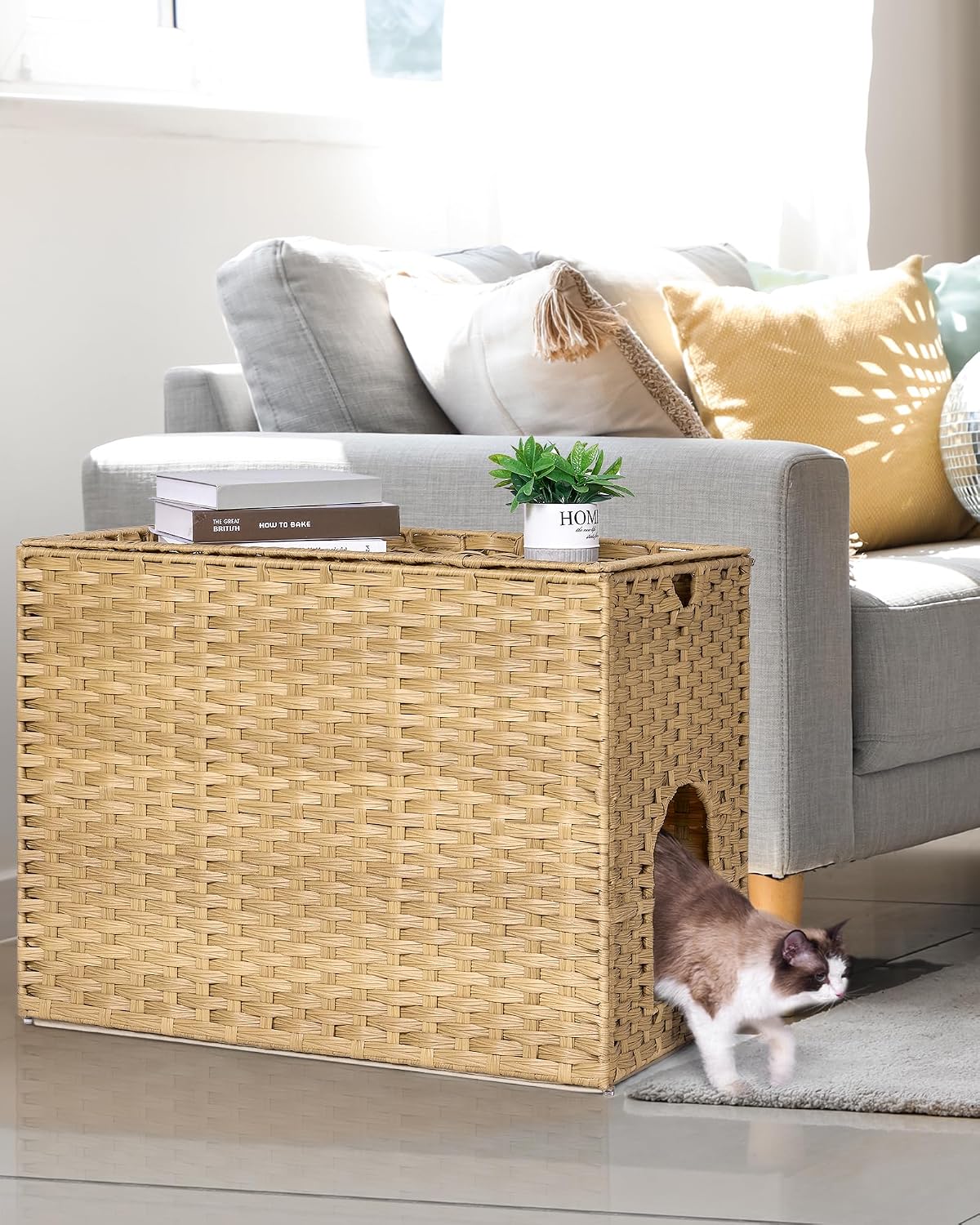 Large Cat Litter Box Enclosure - 30.3'' L X 18.2'' W X 20.5'' H / Natural - image 3