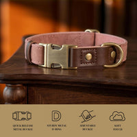 PU Leather Dog Collar for Small Dogs Puppy, Soft Lining, Green S – Essentials for Dogs - Pink / L: Neck 16-23", Width 1" - image 4