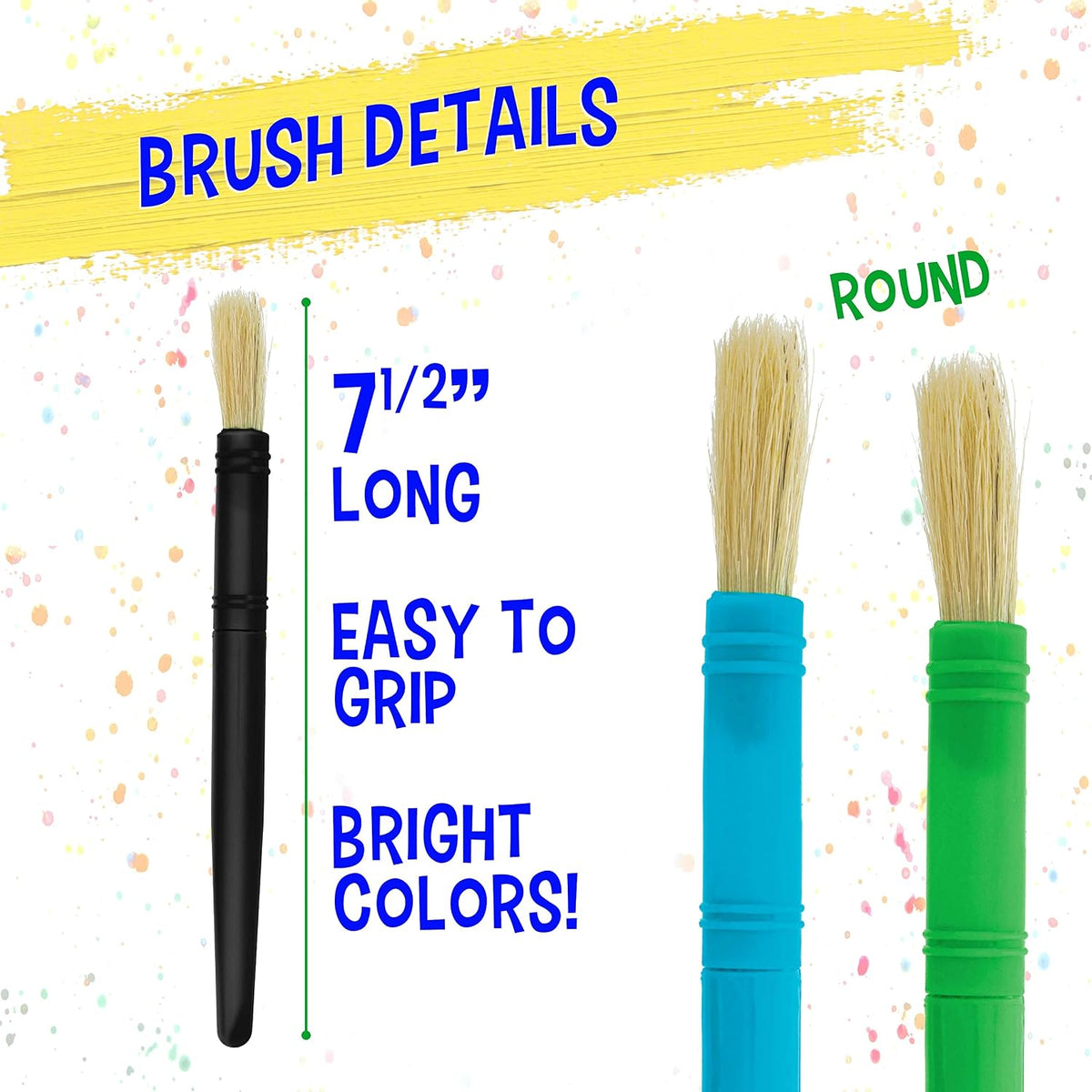 U.S. Art Supply 10-Piece Thick Paint Brush Set - Round Hog Bristle - image 3