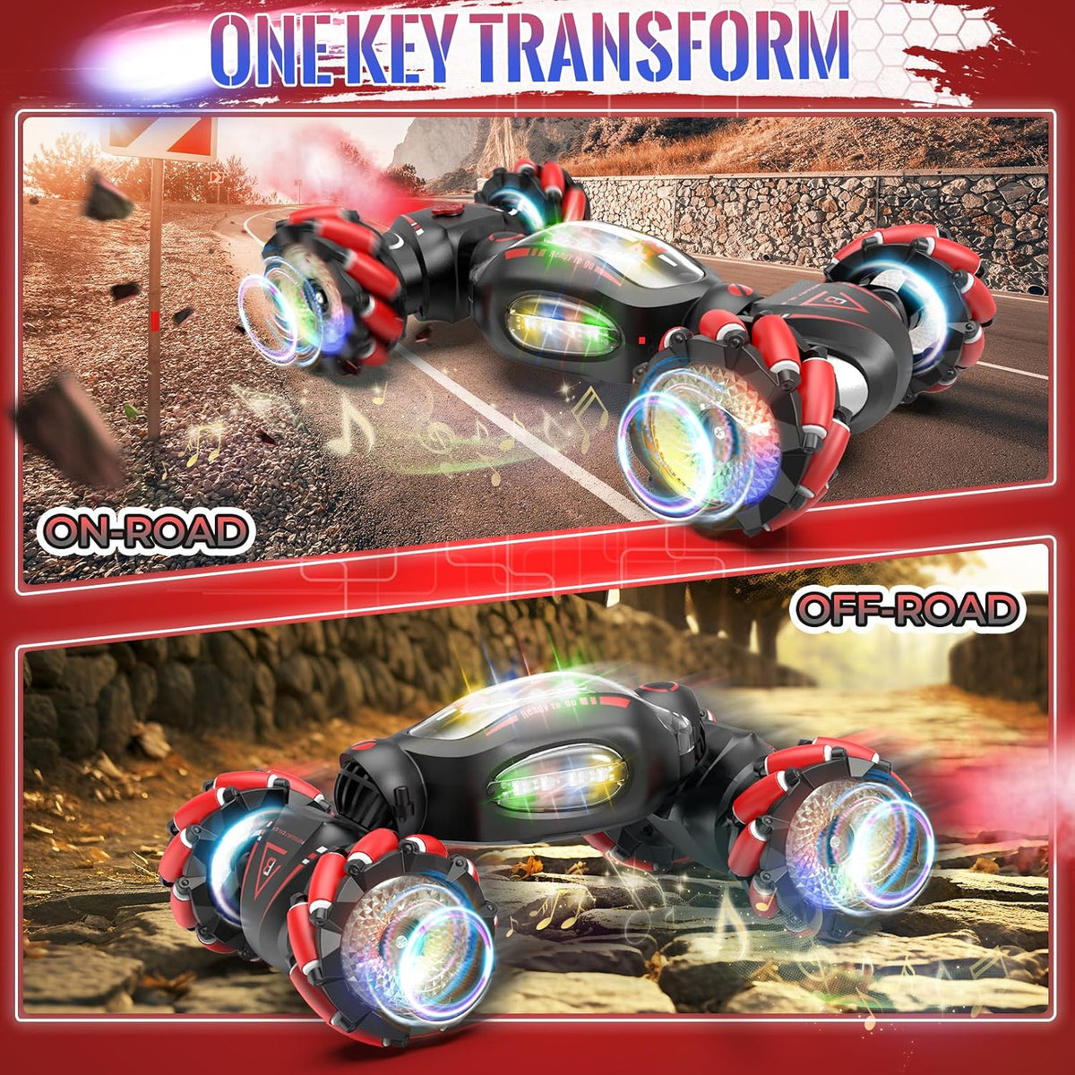 Fosgoit Gesture Sensing RC Stunt Car - Black Red - image 2