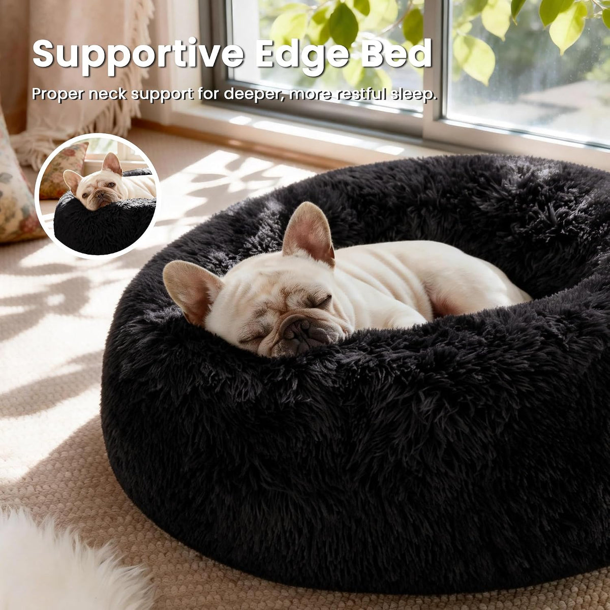 Love's cabin Calming Cat Bed for Indoor Cats - Black / 20" - image 2