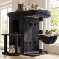 Heybly 26.3" Cat Tree for Large Cats with Big Perch & Dual Condos - Smoky Gray / 25.6 inch
