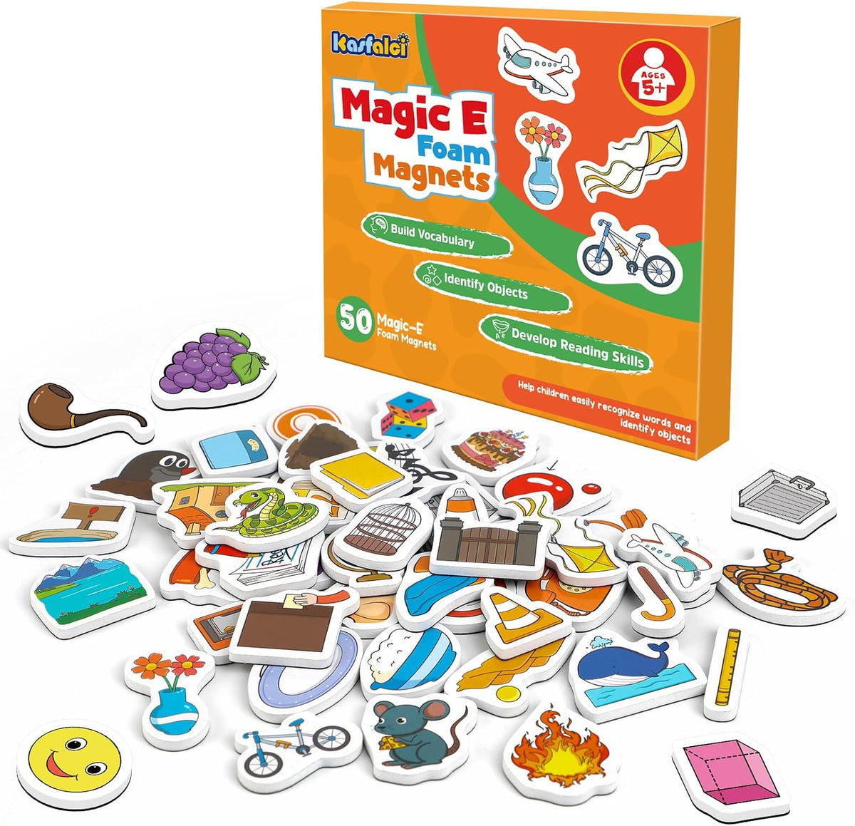 Kasfalci CVC Word Magnets for Toddlers 1-3 - Magic E