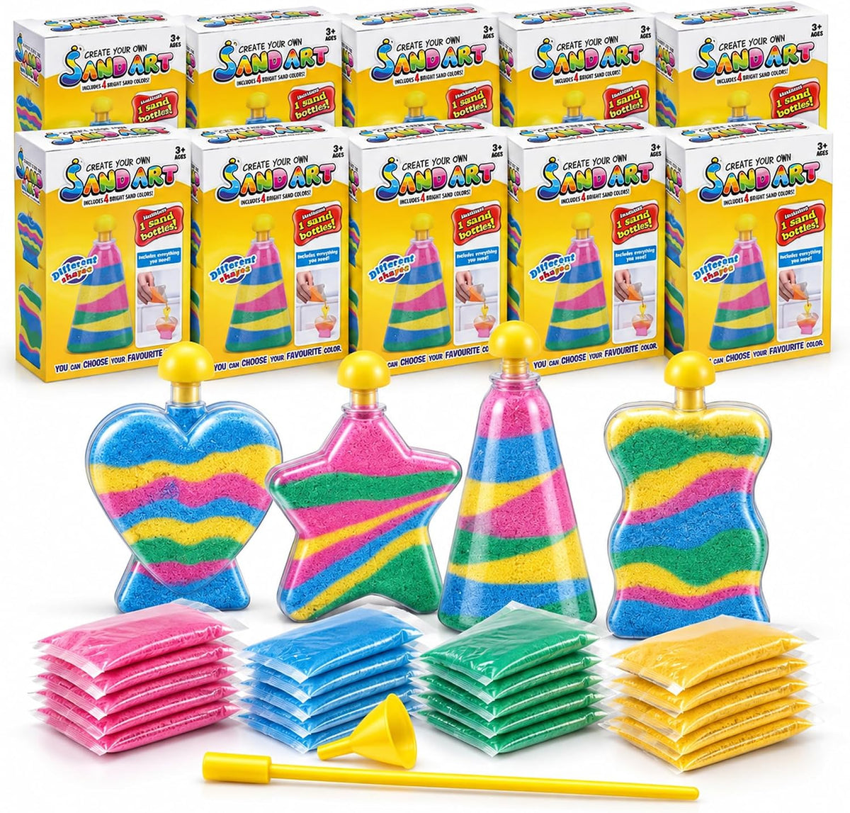 Sand Art Kits for Kids, Colored Sand Bottle Crafts & Party Favors – Fun for Kids & Family - 12 Pack
