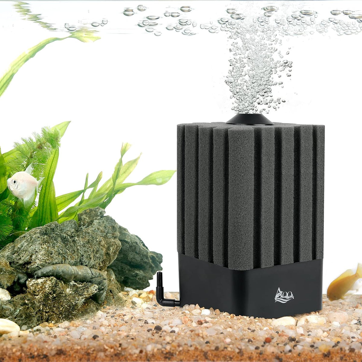 AQQA Aquarium Sponge Filter for 5-20 Gallon - M‑Filter, 20‑110 Gallon