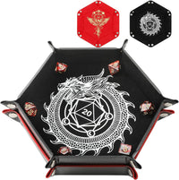 Grajar 2 Pcs Portable Folding Dice Rolling Tray Set for RPG DND Table - Dragon and Phoenix