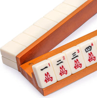 Yellow Mountain Imports chestnut wooden mahjong racks with magnetic pushers, set of 4, 18 inches - view 8