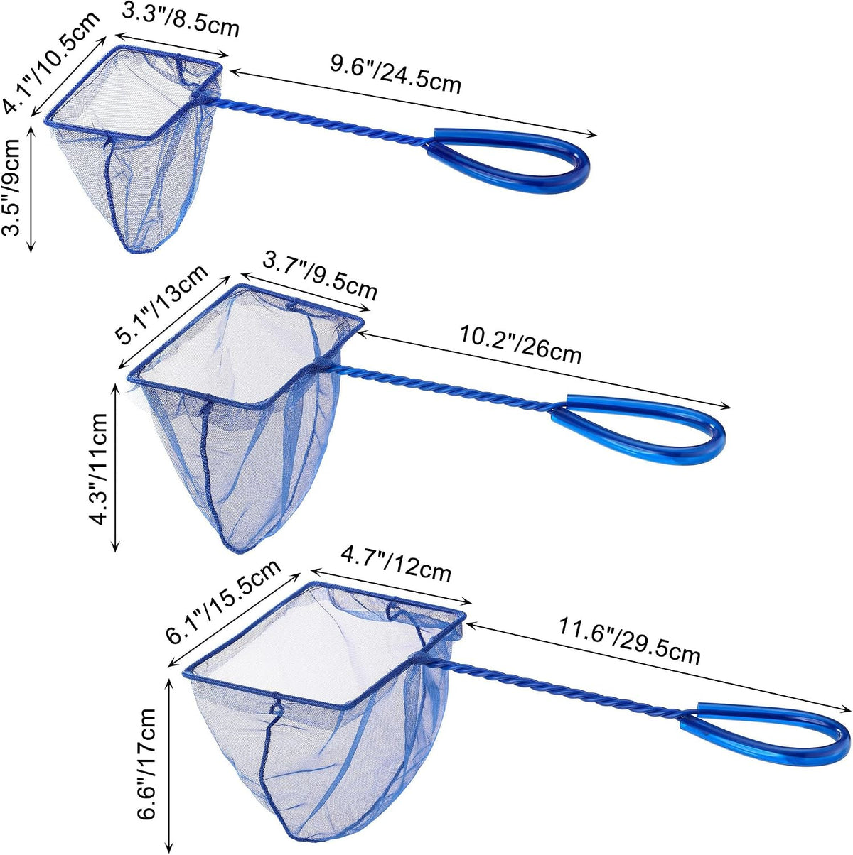 2 Pack Aquarium Fish Net Fine Mesh Quick Catch Tank Skimmer 5 Inch – Essentials for Fish - Blue / Multi-Size Set: 4"/5"/6" (3-Pack) - image 2