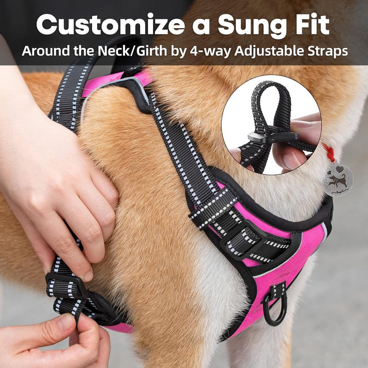 PoyPet No Pull Dog Harness Medium - Medium / Pink - image 4