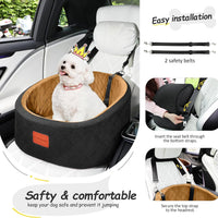 Lealchum Dog Car Seat for Small Dogs Up to 30 Lbs with 2 Safety Dog - Black/Coffee / Small - image 4