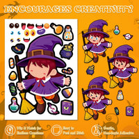 Aowplc Halloween make-a-face sticker sheets with witches, pumpkins and monsters - view 8