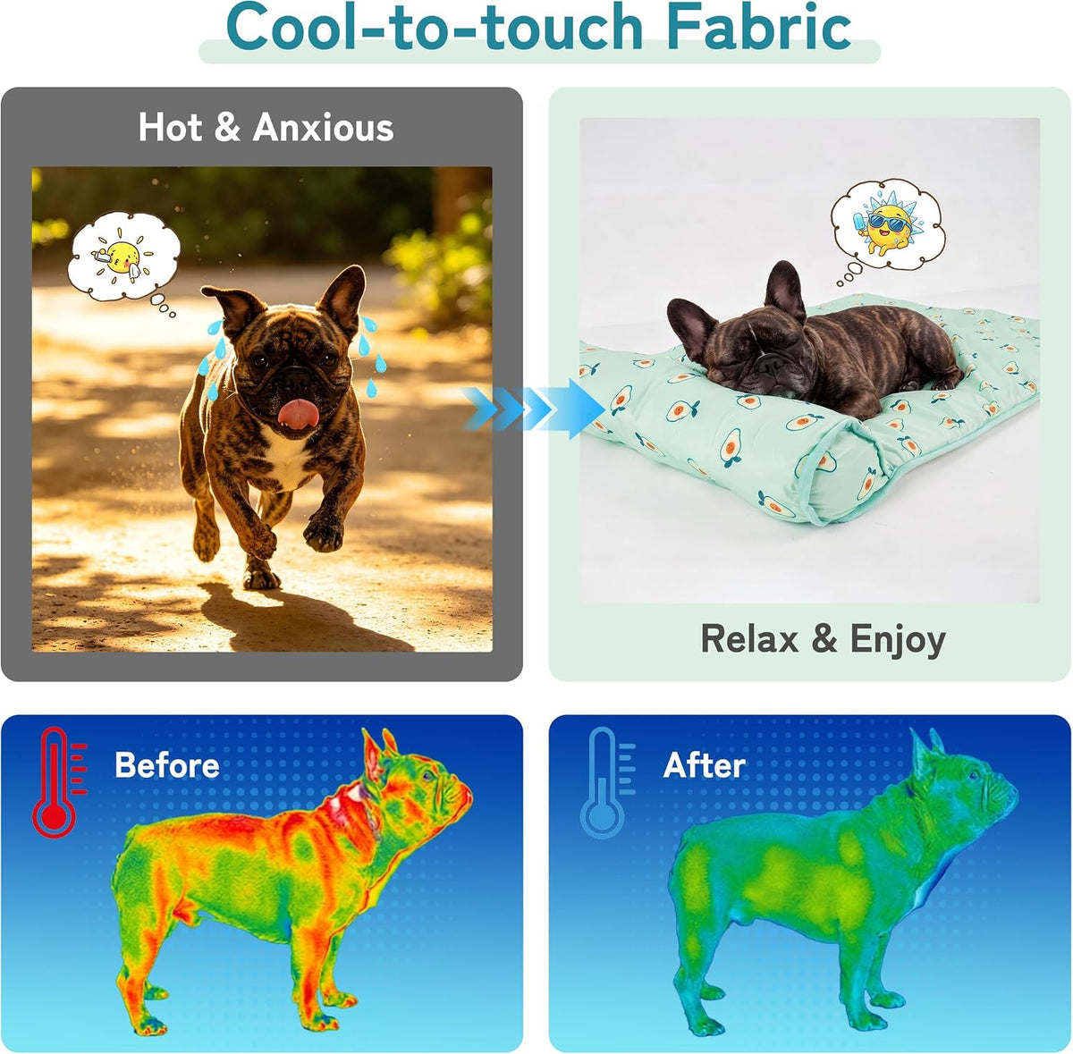 PUMYPOREITY Cooling Dog Bed, Pet Cooling Mat with Pillow - Large / Green - image 3