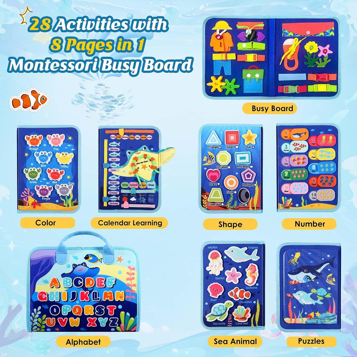 Winblo Toddler Busy Board - Blue - image 2