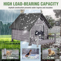 Dog House Outdoor Insulated for Winter, Puppy Kennel with Anti-Chewing Iron Frame, Weatherproof Dog Crate with Insulated Liner for Small Medium Large Dogs (Grey, 45" x 32.9" x 32.6")