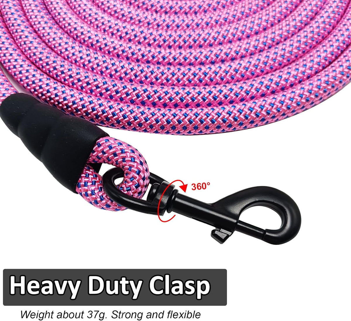 MayPaw Rope Dog Leash, Thick Leash for Medium Large Dogs - pink-blue dot / 1/2" * 12' - image 2