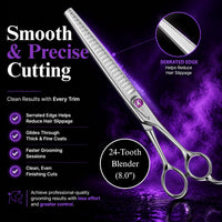Kenchii Scorpion Dog Grooming Scissors 7in Curved - 24 Tooth Blending - image 3