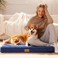 Patas Lague Orthopedic Large Dog Bed Washable Pet Sofa Mat 36''X24'' - 36"L x 24"W x 3.5"Th / Navy Blue - image 2