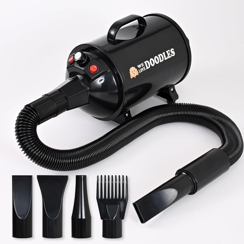 Dog Hair Dryer, High Velocity Blow Dryer & Pet Blower for Grooming, Black – Essentials for Dogs - Black