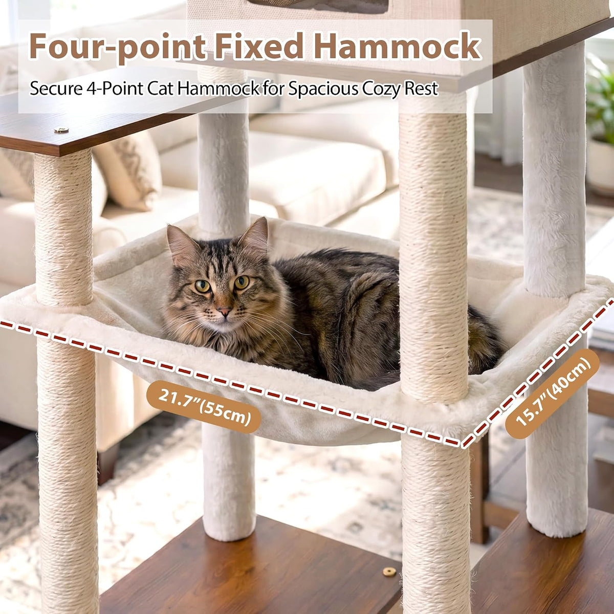 Modern Cat Tree, 76'' Tall Cat Tower, 3 Big Platform GCT103WB - Walnut / 75.98 inches - image 4