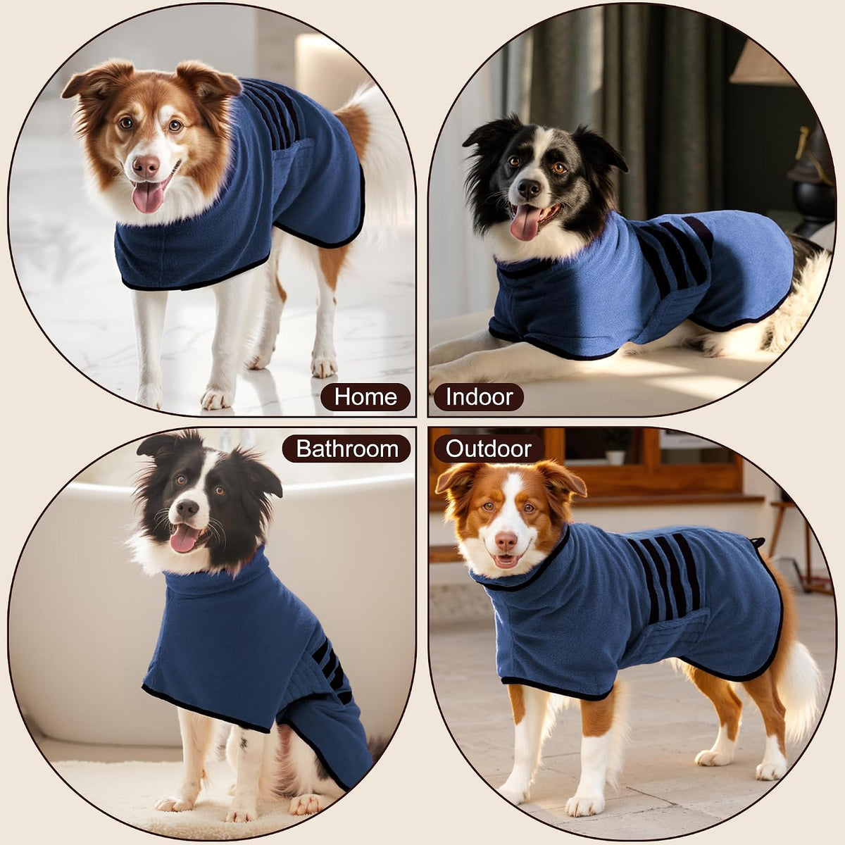 Microfiber Dog Bathrobe, Super Absorbent Dog Drying Coat – Essentials for Dogs - Dark Blue / Medium - image 3