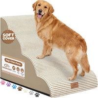 Zerbuger Dog Ramp and Stairs for Bed, Coffee 3 Steps 16" H - Beige / 4