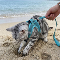 Cat Harness and Leash - Ultra Light Escape Proof Kitten Collar Cat Walking Jacket with Running - Turquoise / Small - image 4
