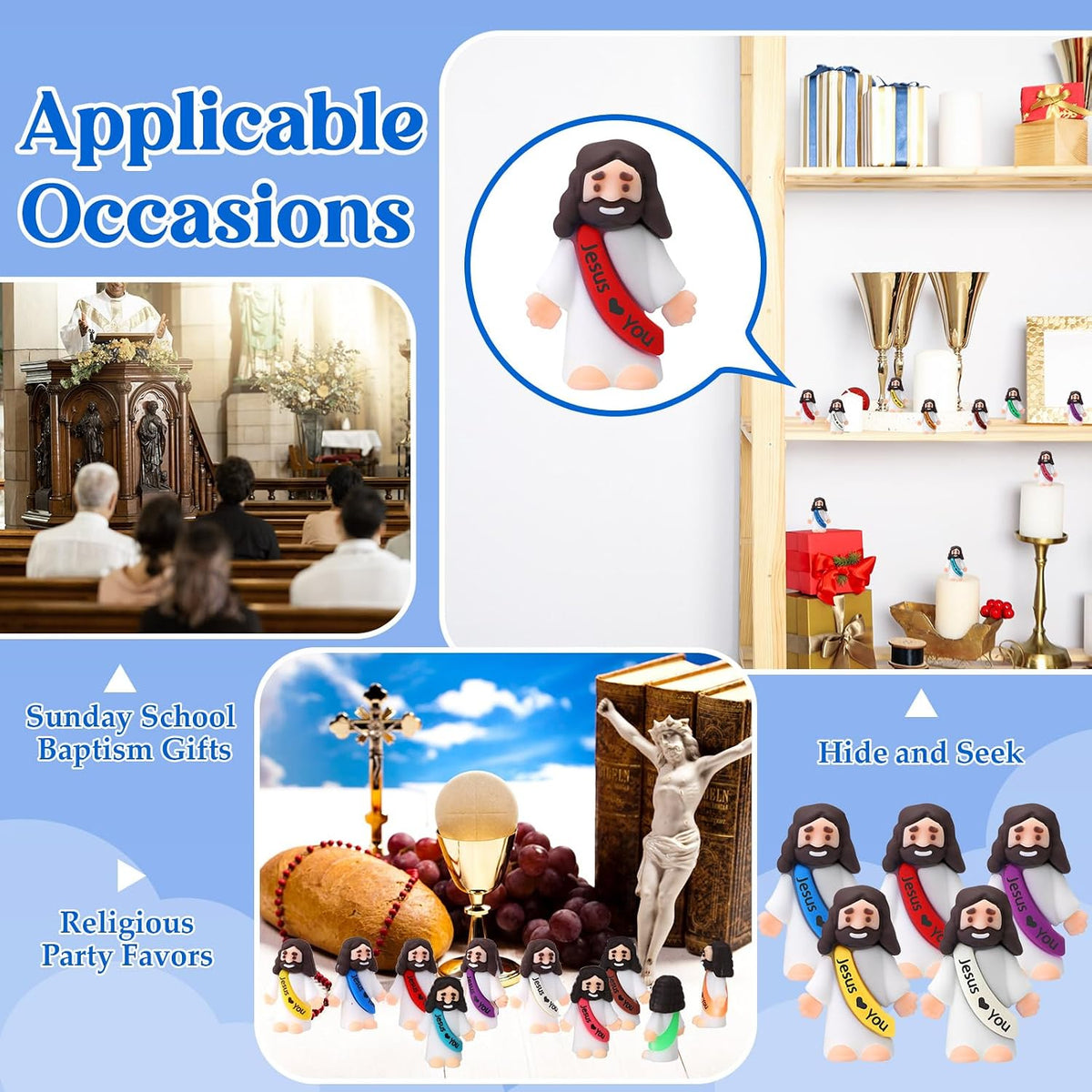 Bememo 50pcs Mini Jesus Loves You Religious Figures - Multicolor - image 4