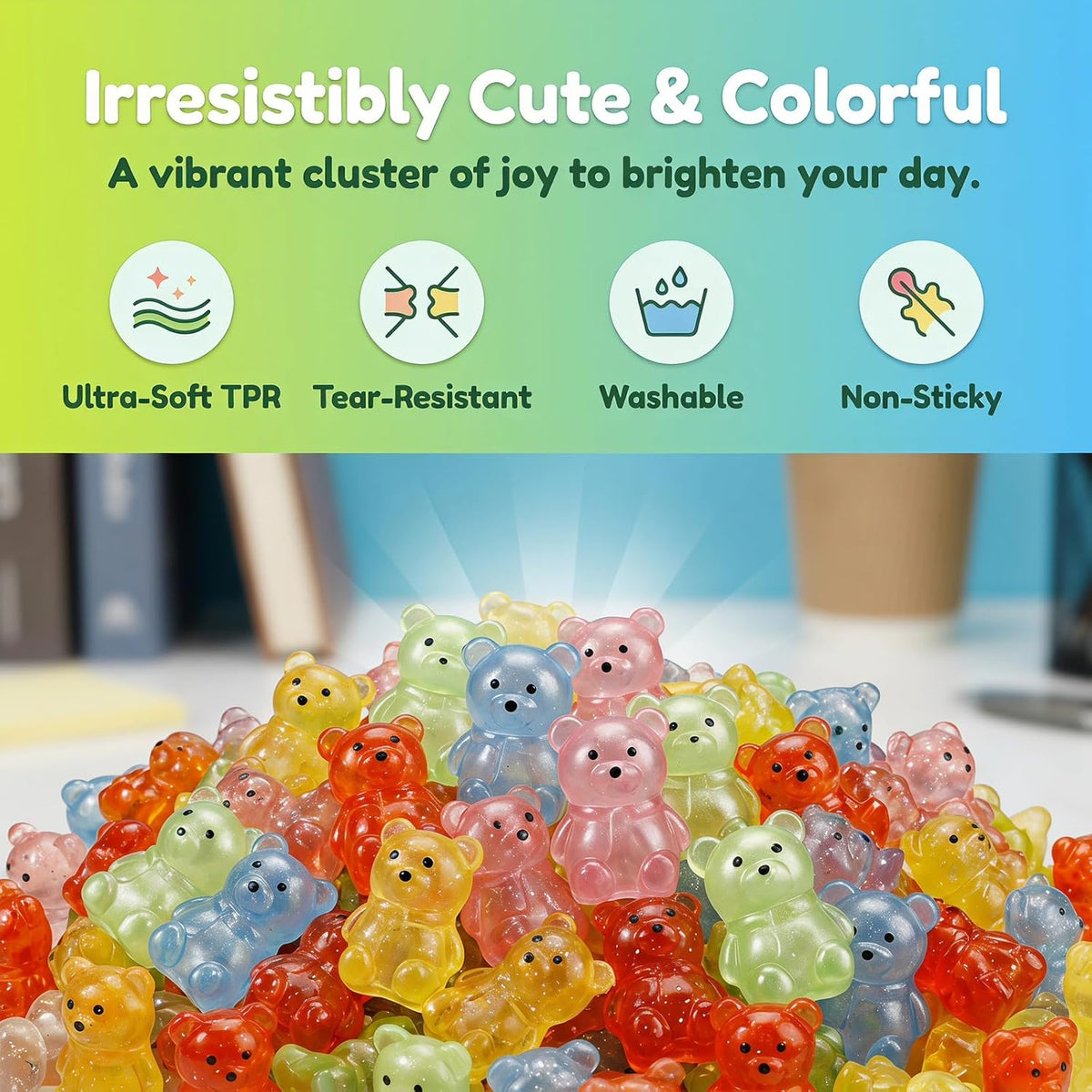 Siwarm 30 Pack Mini Cube Squishy Fidget Toys for Kids and Adults – Fun for Kids & Family - 30 Mini Bear Squishy - image 3