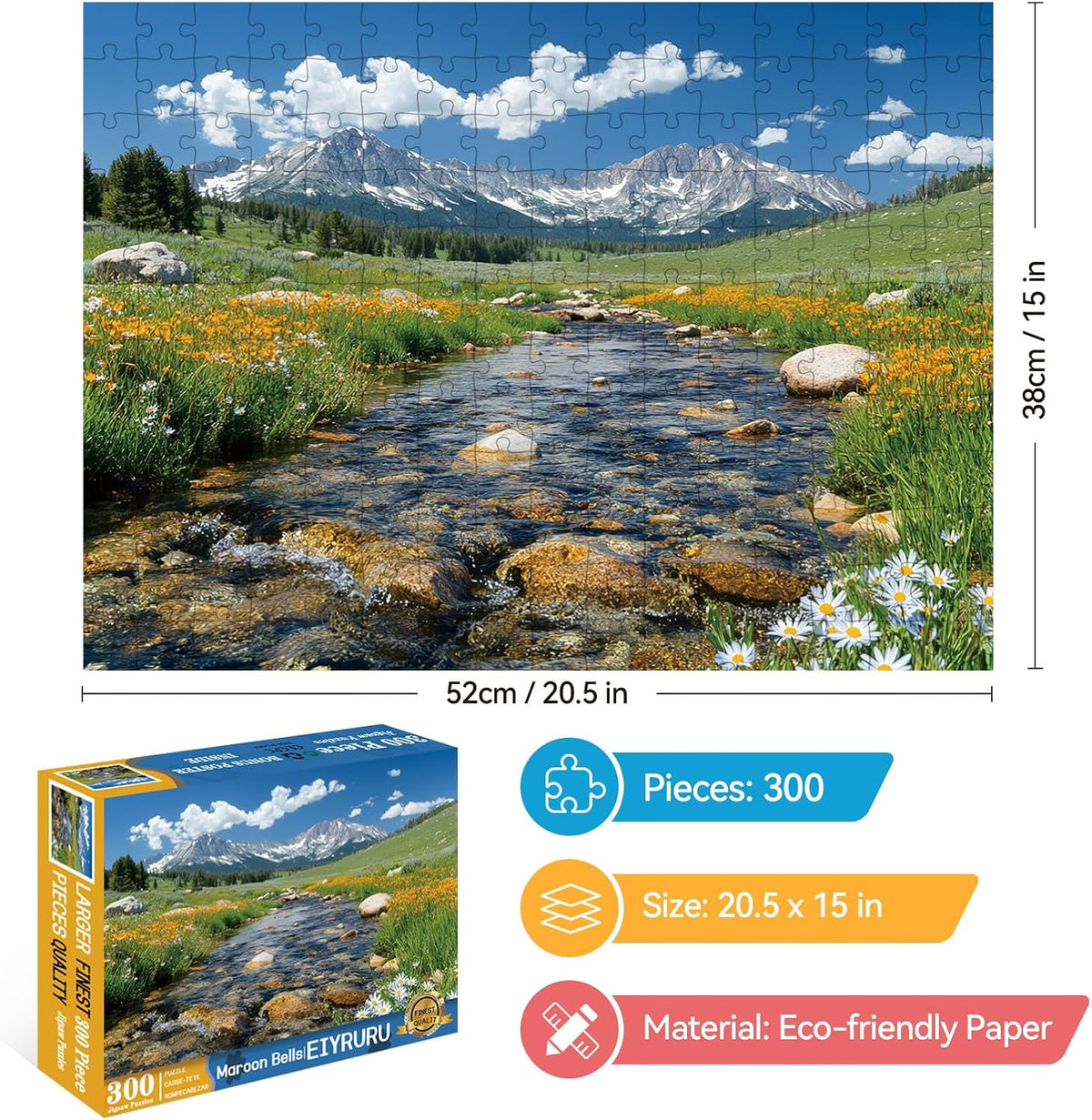 EIYRURU 300 piece jigsaw puzzle of a cottage garden with swans and bridge - view 16