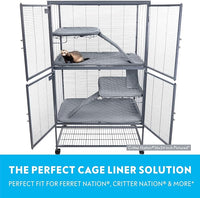 Paw Inspired Fitted Fleece Liners for Ferret Nation, Critter Nation Cage for Ferrets, Rats, Chinchillas, Hedgehogs & Other Small Animals (Gray, Double Unit Set)