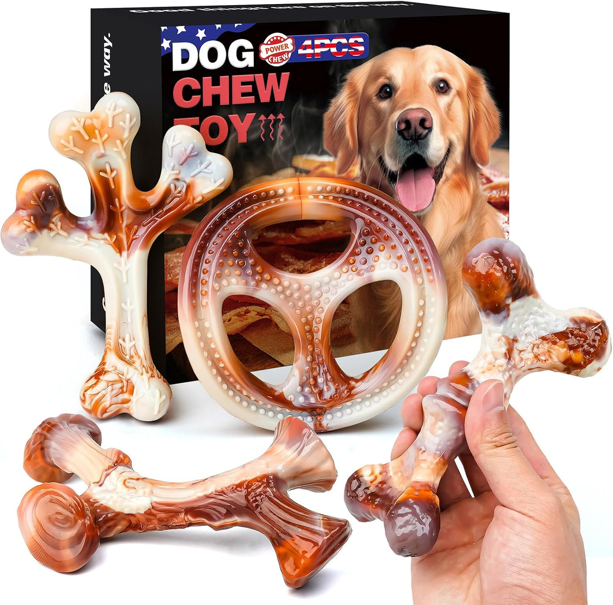Dog Chew Toys for Aggressive Chewers 4 Pack - Medium / Dog Chew Toys
