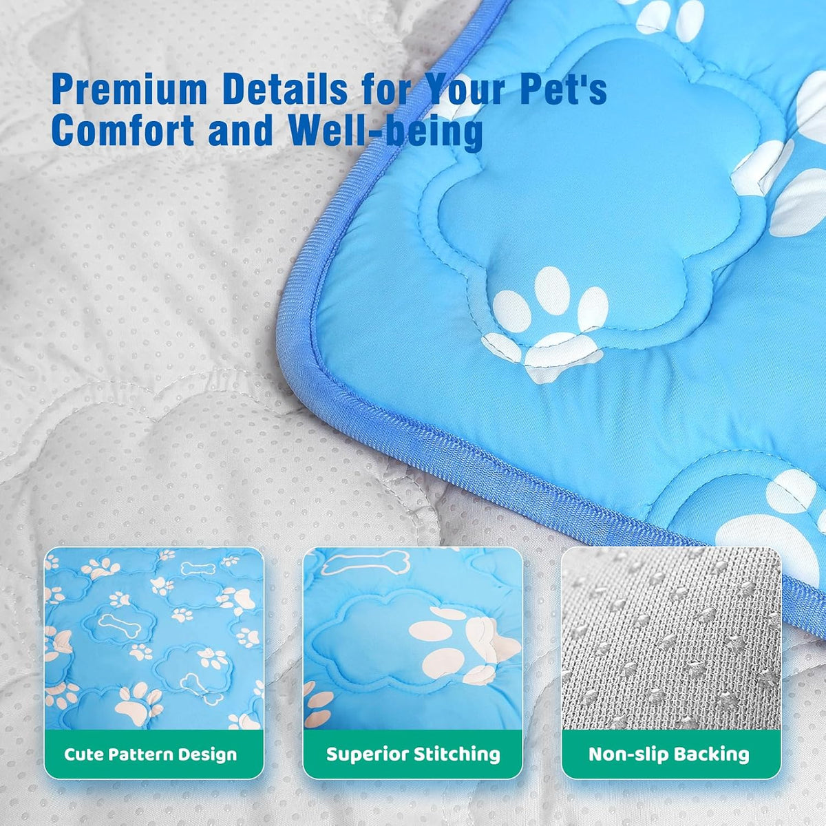 Dog Cooling Mat, Extra Large Cooling Dog Bed Mat for Indoor & Outdoor, Q-Max>0.5, Machine Washable - Blue / Small - image 3