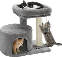 Feandrea Cat Tree, Cute Kittens Condo - Light Gray