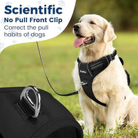Funfox Dog Harness No Pull, Adjustable Dog Vest Harness Super Soft, 2 Leash Clips Anti Pull, Vertical Handle Easy to Control, Reflective Night Walking for XLarge Breed, Black, XL