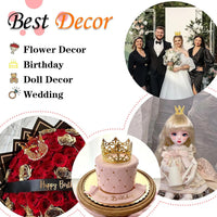 COIDEA gold crown cake toppers in four sizes with crystals and pearls - view 5