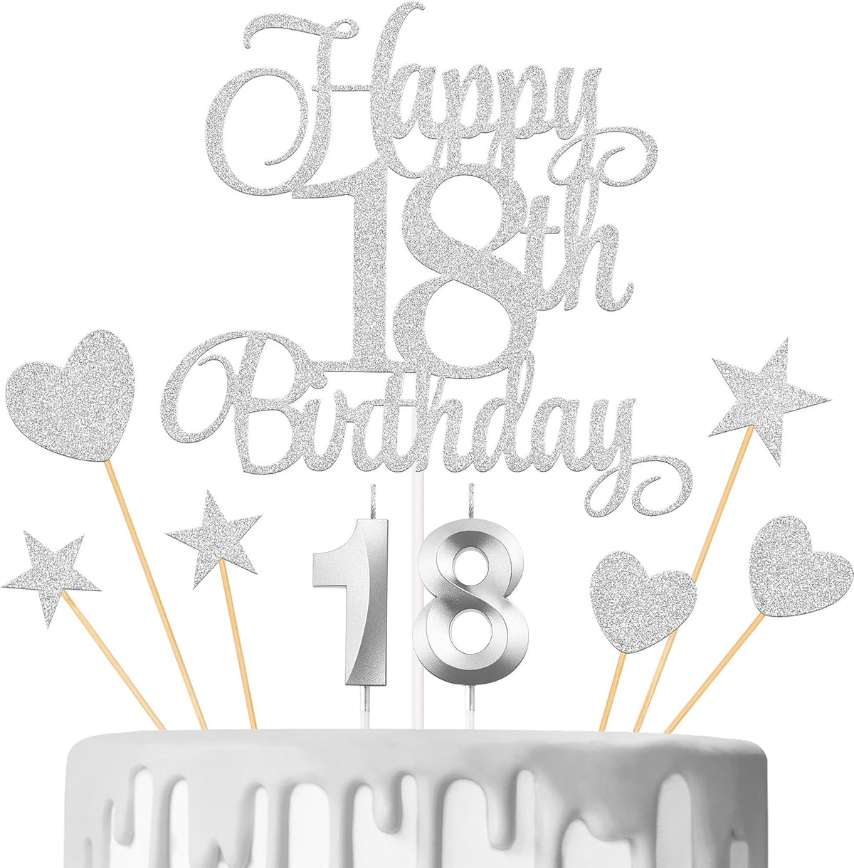 18th Birthday Cake Decorations - Silver