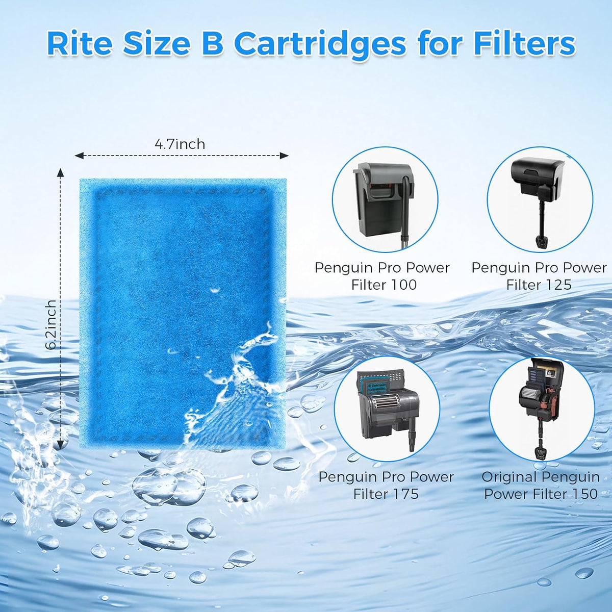 Aquarium Filter Replacement Cartridge - Rite-Size B / Size B-6pcs - image 2