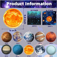 UROINEPA space party plates and napkins with solar system planet designs, 9 inch plates - view 2