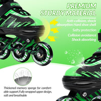Adjustable Inline Skates for Kids Ages 4-12 – Fun for Kids & Family - Green & Black / Small-Little Kids(11j-13j US） - image 4
