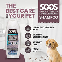 Soos Pet Shampoo Extra Strength Cat and Dog Shampoo Natural Dead Sea Minerals Fast Absorbing - 1x Bottle (500ml)
