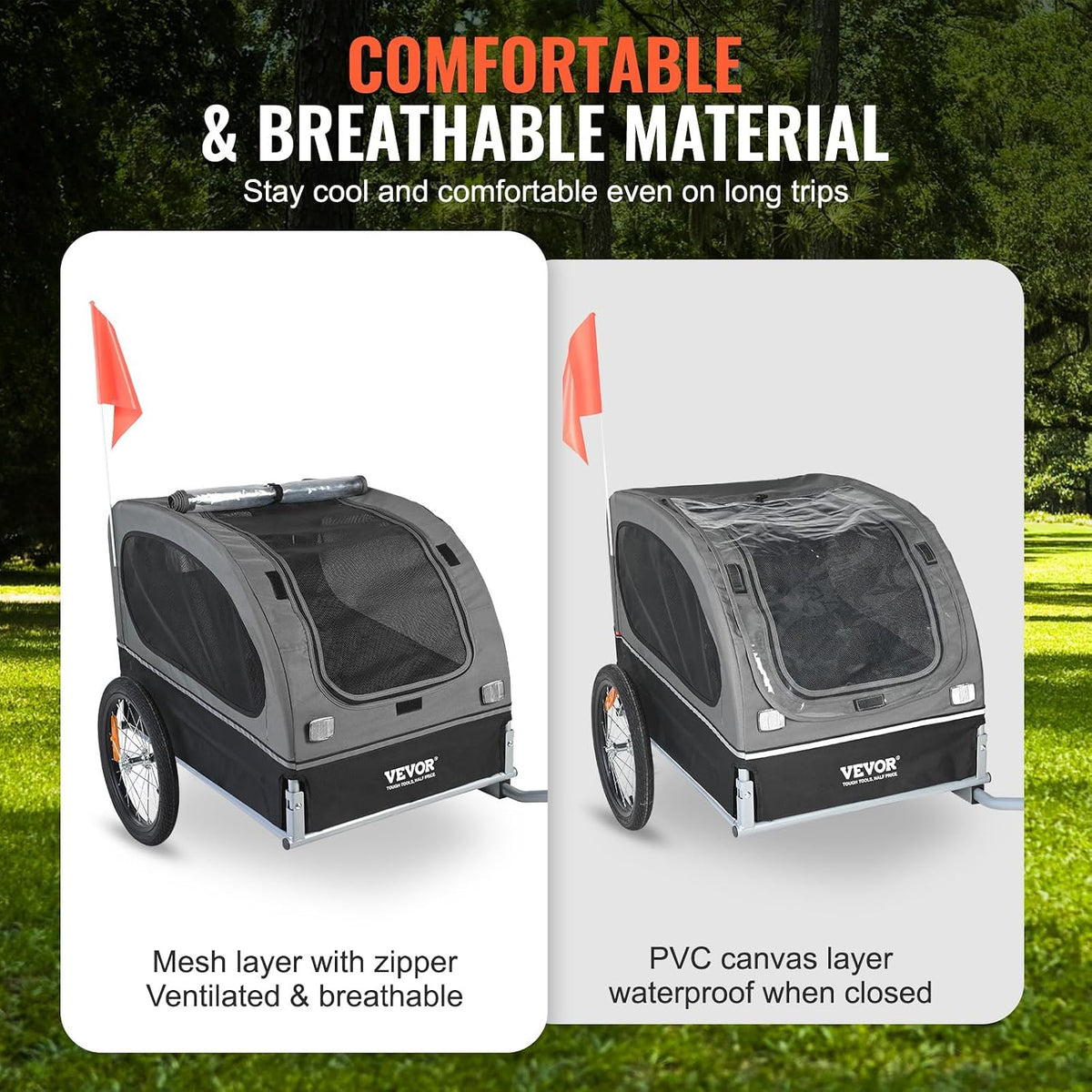 VEVOR Dog Bike Trailer, Supports up to 88 lbs - Black/Gray - image 4