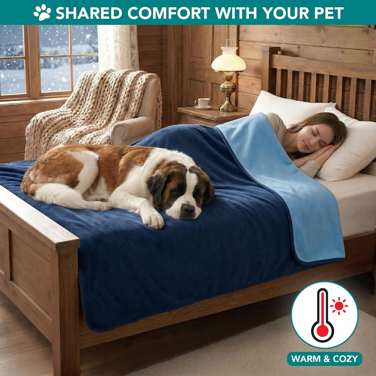 PetAmi Waterproof Dog Blanket, Leakproof Pee Proof Cat Blanket - Navy/Blue / Large (40x60) - image 4